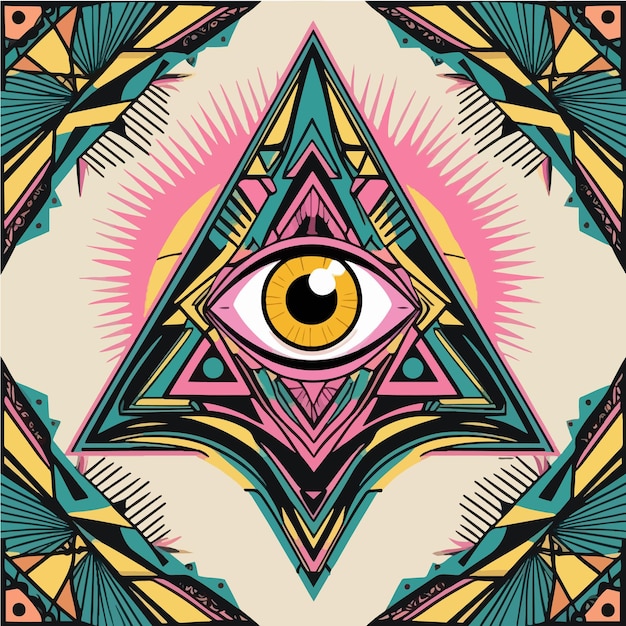 Vector vibrant sacred eye geometric art