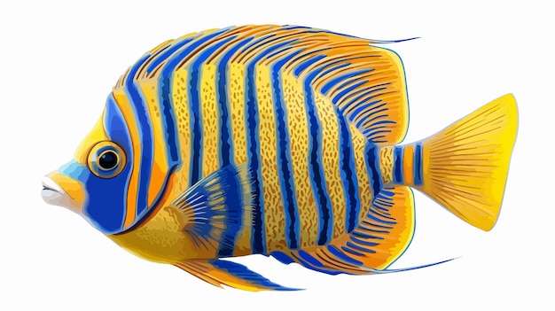 Vector vibrant saltwater fish with blue and yellow stripes on adobe stock