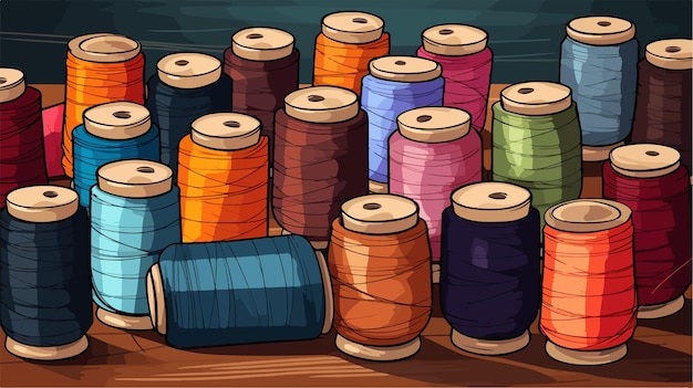 Vector vibrant sewing threads background vector illustration