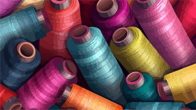 Vibrant Sewing Threads Background Vector Illustration