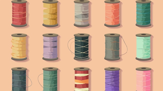 Vector vibrant sewing threads on colorful background