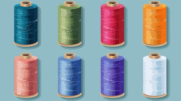 Vector vibrant sewing threads on colorful background