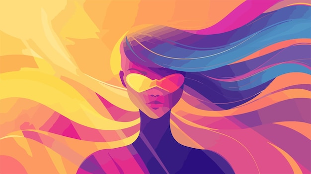 Vibrant Silhouette of Faceless Girl Superhero in Colorful Attire