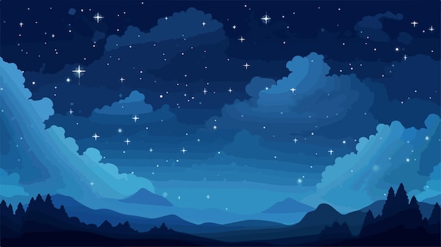 Vector vibrant space stars background with light night sky vector