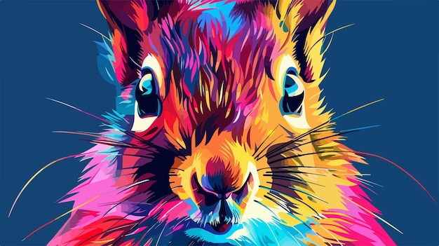 Vector vibrant squirrel face sticker in square shape vector design