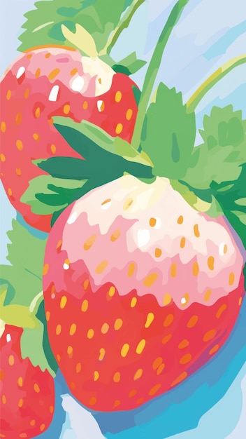 Vibrant strawberries digital illustration