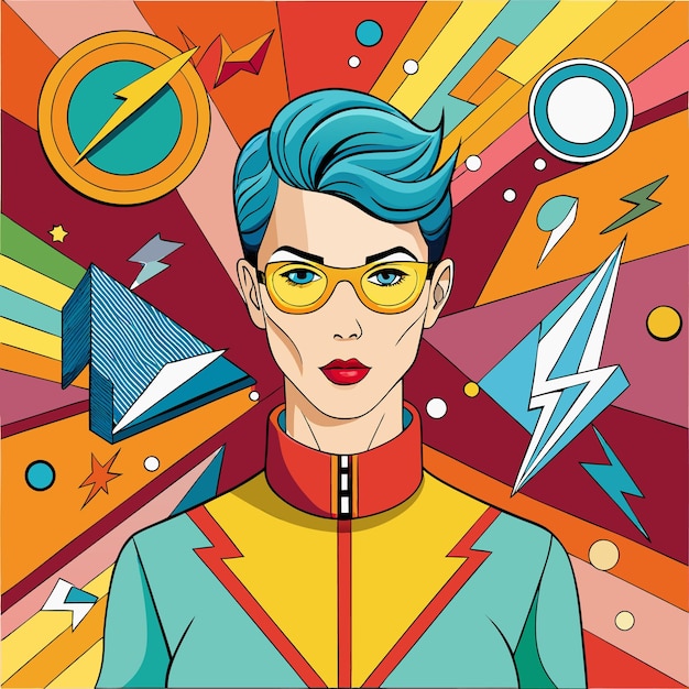 Vector a vibrant stylized illustration of a confident modern character