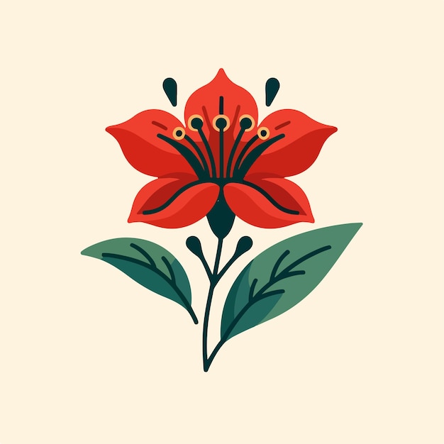 a vibrant and stylized red flower reminiscent of a blooming lily or an abstract botanical