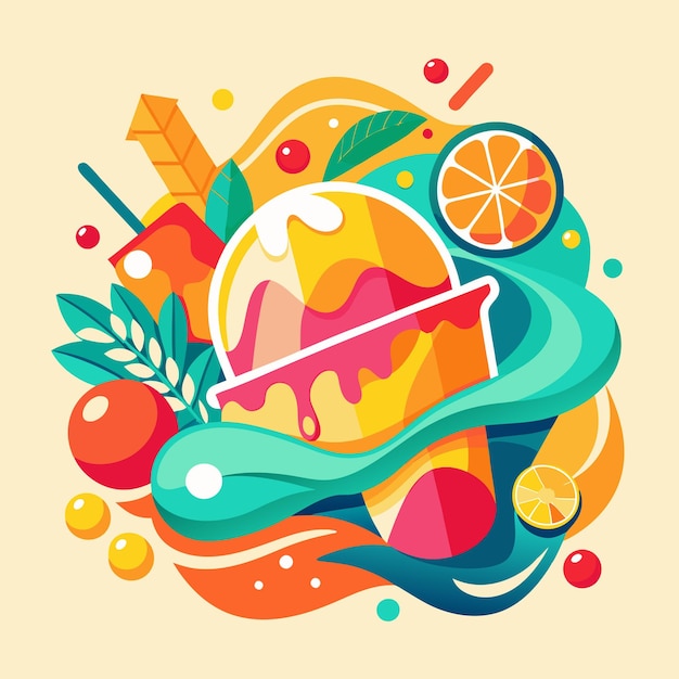 Vector vibrant summer beverage illustrations refreshing drinks and popsicles