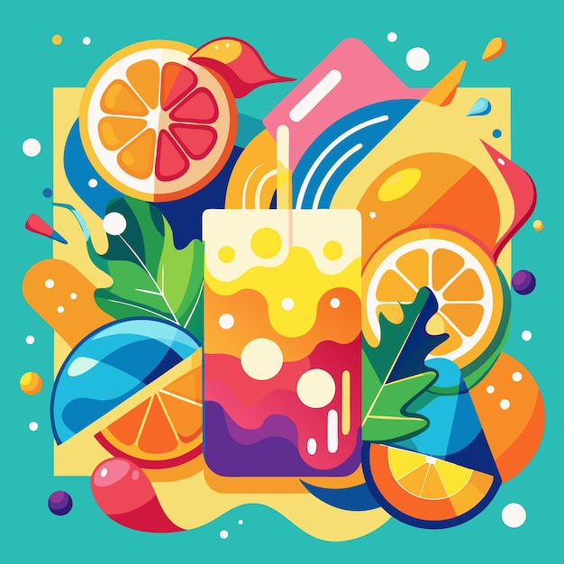 Vector vibrant summer beverage illustrations refreshing drinks and popsicles