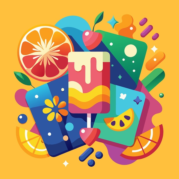 Vector vibrant summer beverage illustrations refreshing drinks and popsicles