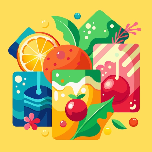 Vector vibrant summer beverage illustrations refreshing drinks and popsicles