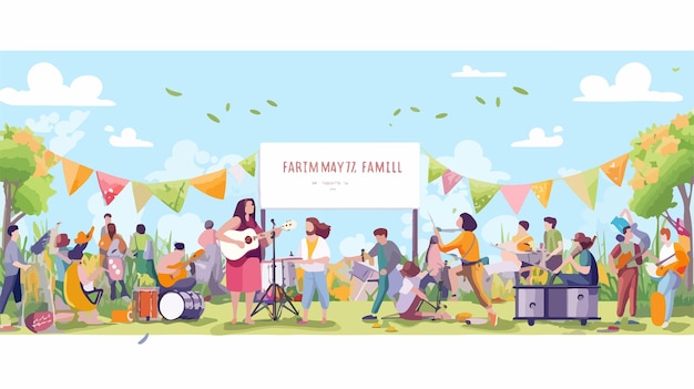 Vector vibrant summer festival horizontal banner with copy space