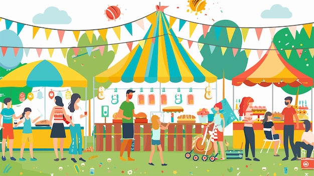 Vector vibrant summer festival poster for family fun at food street fair