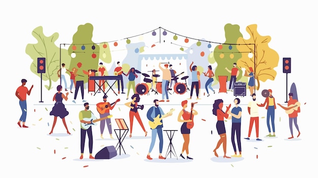 Vector vibrant summer music festival jazz performance concept