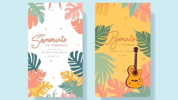 Vector vibrant summer party flat banner vector templates