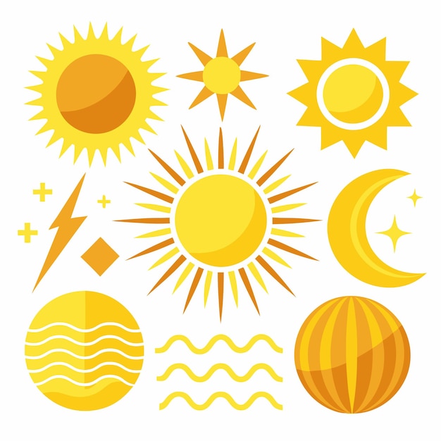 Vector vibrant sun and moon icons collection free vector graphics