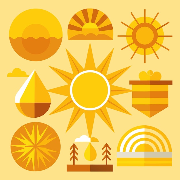 Vector vibrant sun and moon icons collection free vector graphics