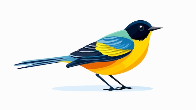 Vector vibrant tangara bird with yellow green and blue plumage standing proudly