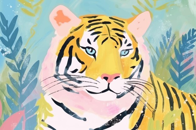 Vector vibrant tiger art nature