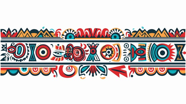 Vector vibrant tribal aztec ethnic borders