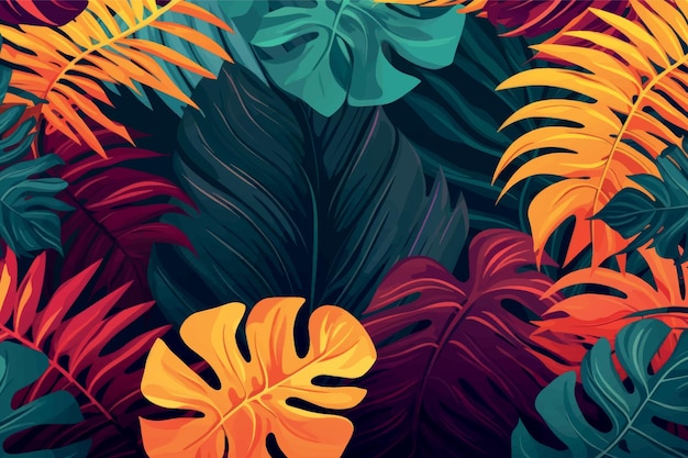 Vibrant tropical foliage illustration