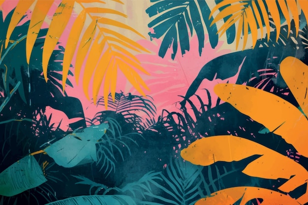 Vector vibrant tropical jungle illustration