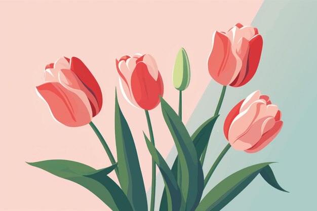 Vector vibrant tulips in digital illustration