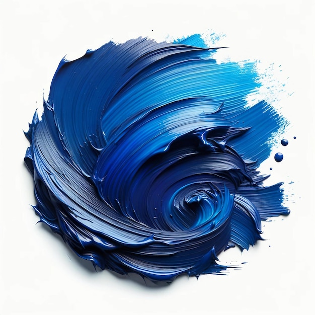 Vibrant Ultramarine Brushstroke Artistic Texture on White