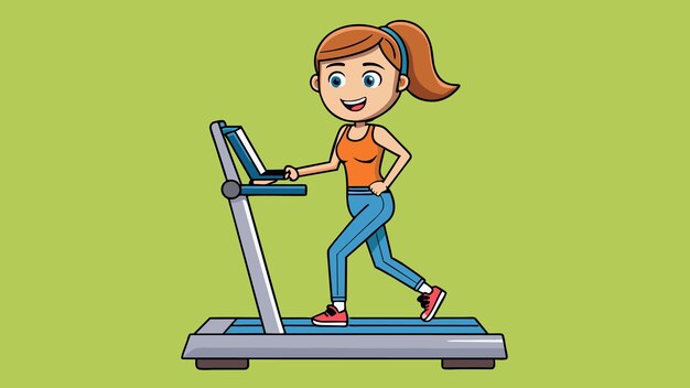 Vector vibrant vector art of women on a treadmill