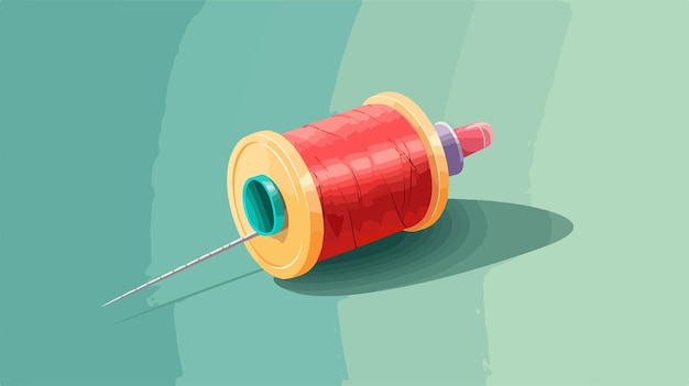 Vector vibrant vector illustration of needle and colorful thread