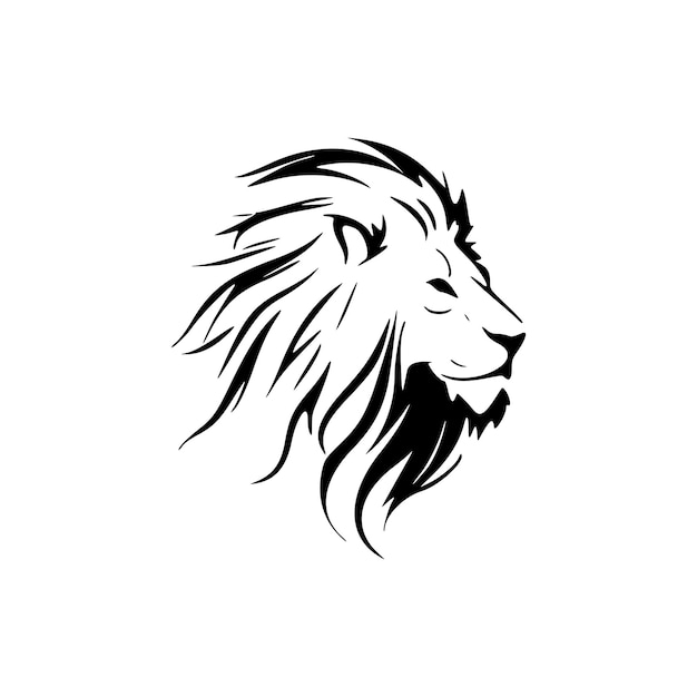 Vibrant vector logo lion in black and white outline