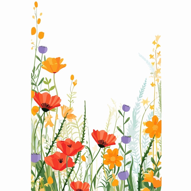 Vector vibrant vertical floral background with beautiful blooming flowers