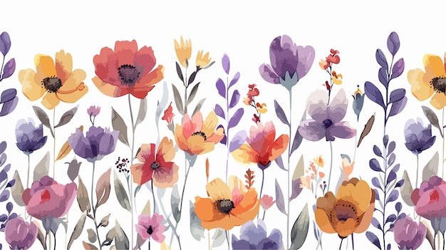 Vibrant Violet and Orange Watercolor Flowers Background for Design