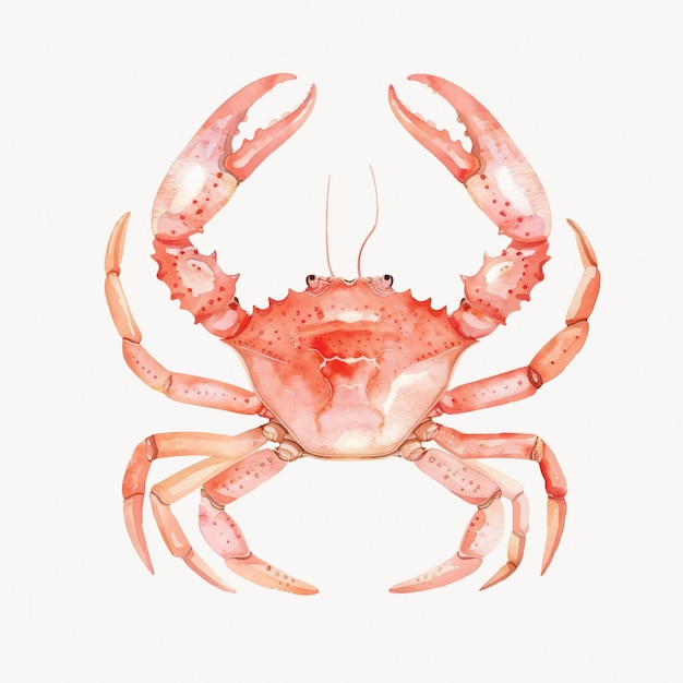 Vector vibrant watercolor crab illustration