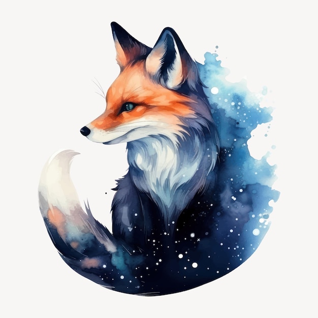 Vibrant watercolor fox illustration