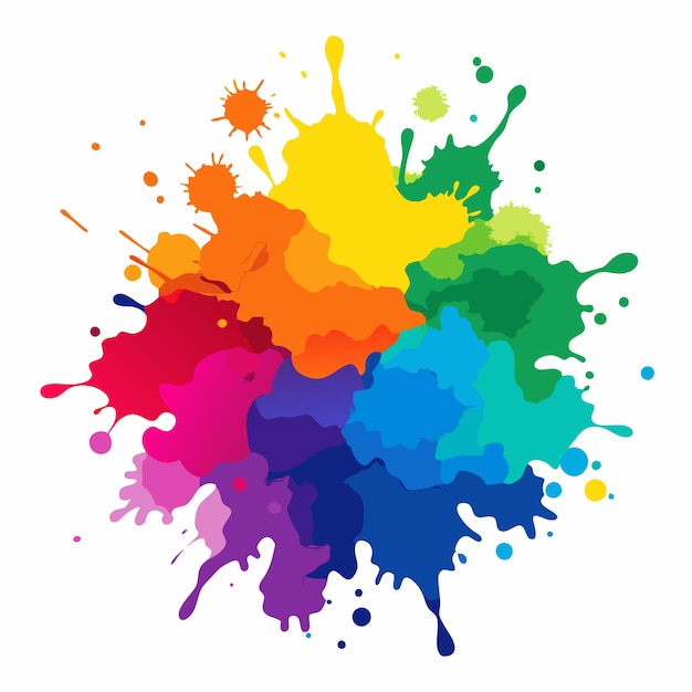 Vector vibrant watercolor paint splatter in various color