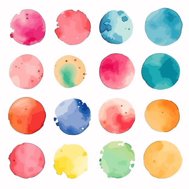 Vibrant Watercolor Set with Realistic Bright Colorful Stains