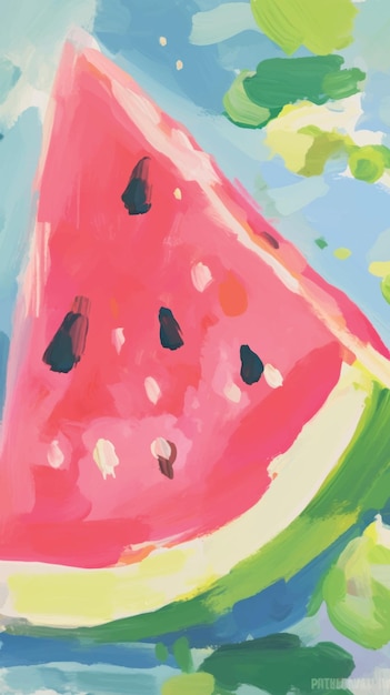 Vibrant watermelon summer painting