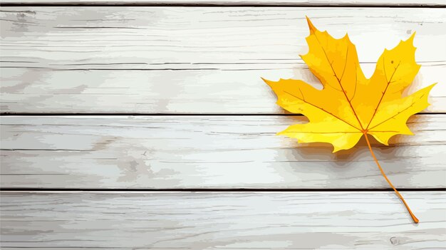 Vector vibrant yellow autumn maple leaf on wooden background