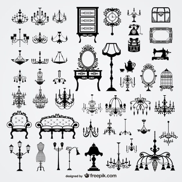 Vector victorian furniture elements