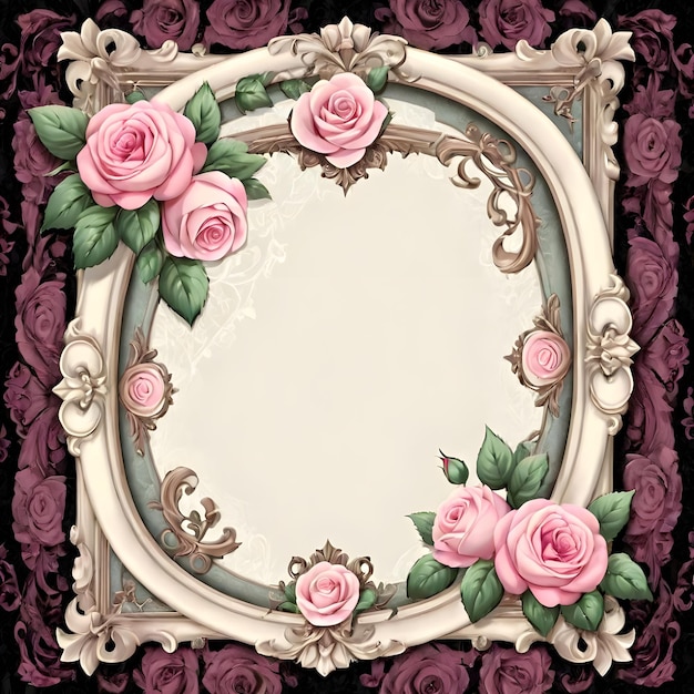 Vector victorian rose frame