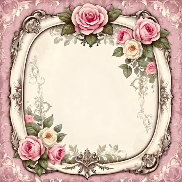 Vector victorian rose frame