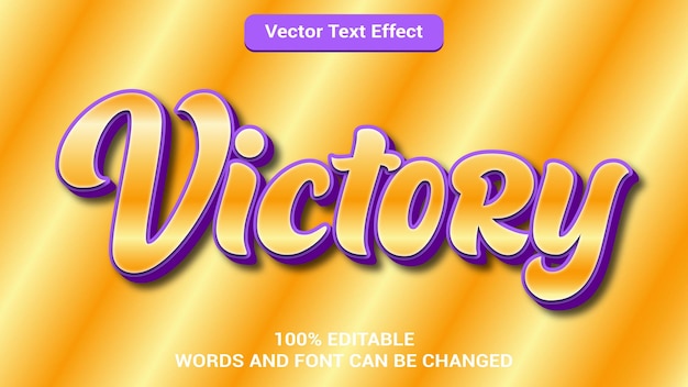 victory editable 3d text effect with modern golden style color