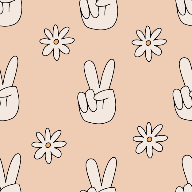 Victory hand emoji seamless pattern Chat emoticon icon background Peace gesture and sign