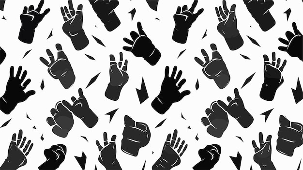 Vector victory hand signs seamless pattern vector in black