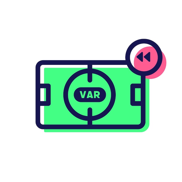 Video Assistant Referee VAR Soccer or football VAR playback line icon