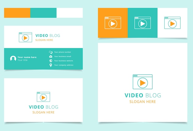 Video blog logo design with editable slogan branding book