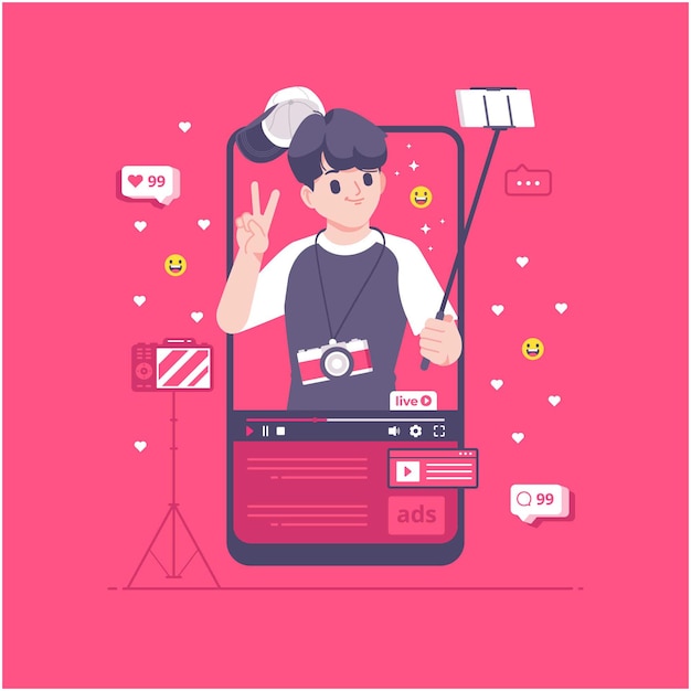 video blogger concept illustration design