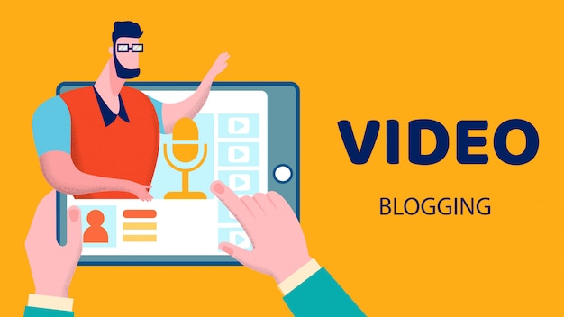 Video Blogging Business Flat Vector Illustration